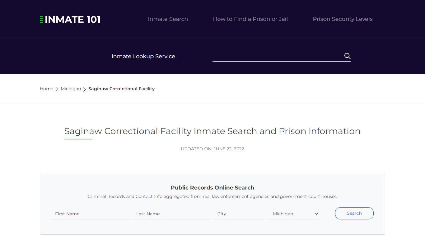 Saginaw Correctional Facility Inmate Search, Visitation ...